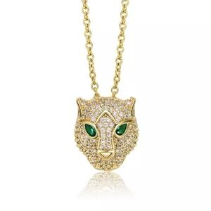 Elegant 14k Gold Plated Panther Pendant Necklace.